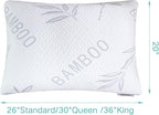 JJDANFILL Rayon Derived from Bamboo Pillow Queen Size Set of 2 - Machine Washable Bed Pillows for Sleeping for Back, Stomach and Side Sleeper - Firm Shredded Memory Foam Pillows 20 * 30in