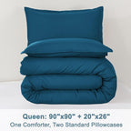 Litanika Teal Comforter Queen Size, 3 Pieces Turquoise Lightweight Solid Bedding Comforter Set, All Season Fluffy Bed Set (90x90In Comforter & 2 Pillowcases)