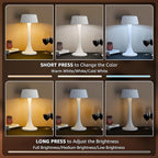 uuffoo Rechargeable Table Lamp, Outdoor Table lamp Cordless with Stepless Dimming & 3 Color Temperatures, Battery Operated Night Light for Patio, Bar, Restaurant, Home, Bedroom, Dining (White)