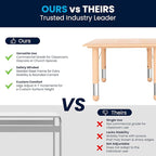 Flash Furniture Wren Adjustable Classroom Activity Table for School and Home, Plastic Activity Table for Kids, 23.625" W x 47.25" L, Natural