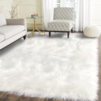 Latepis 5x7 Area Rugs White Furry Faux Sheepskin Rug Washable Fluffy Fur Rug for Living Room Non-Slip Plush Shaggy Rugs for Bedroom Entertainment Room Luxury Home Décor