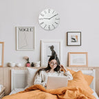 Wall Clock, Silent Clock, Wall Clocks Battery Operated， 12 inch Modern Wall Clock, Suitable for Offices, Living Rooms, Kitchens, Homes, Schools (White Without Second Hand)