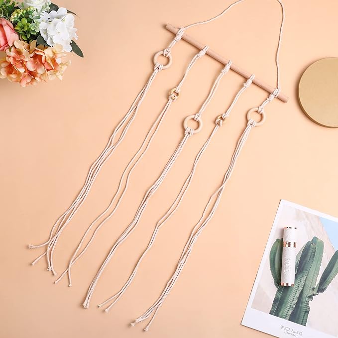 Hanging Photo Display, Macrame Wall Hanging Pictures Holders, Boho Pictures Organizer for Wall Decoration, with 30 Wood Clips, for Rustic Country Decor, Home, Office, Nursery Room