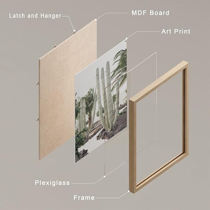 SIGNWIN Framed Cactus Desert Wall Art, Set of 4 Cactus Desert Wall Decor Prints, Nature Wilderness Wall Décor for Living Room, Bedroom - 11"x14"x 4 Natural