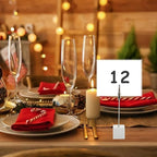 30 Pcs Place Card Holder Cube Photo Clips Holder with Alligator Clip, Table Number Holders Cube Base Memo Clips Holders for Wedding, Anniversary Party, Birthday Party, Restaurant - 4.7x1 Inch