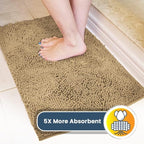 Muddy Mat® 4-Piece Beige Medium 30"X19" AS-SEEN-ON-TV Highly Absorbent Microfiber Door Mat, Bath Mat and Pet Rug, Non slip Thick Washable, Soft Chenille for Kitchen Bathroom Bedroom Indoor and Outdoor