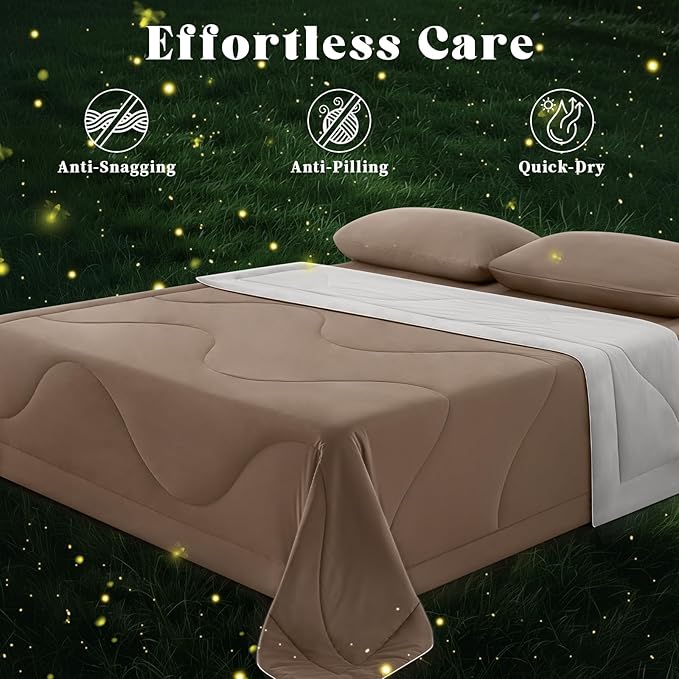 Cooling Comforter Queen Size, Double-Sided Cooling Blanket for Hot Sleepers & Night Sweats, Arc-Chill Q-Max > 0.4 Breathable Ice Blanket, Lightweight Cold Comforter (80''x90'', Brown)