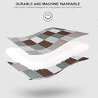 PANGUSHAN 100% Cotton Quilt Set King Size, Patchwork Plaid King Quilt Bedding Set Bedspreads, Farmhouse Lightweight Comforter Reversible Quilt, Brown/Green Bed Spread for King Bed, 3 Pieces