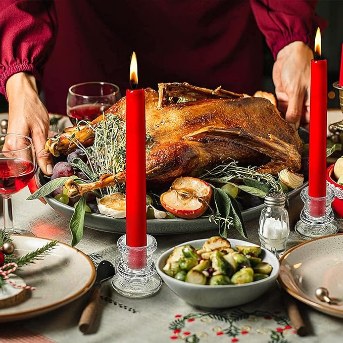 Candlestick Holders Bulk - 12PCS Taper Candle Holders for Table Centerpiece - Thick Glass Candle Holders for Wedding, Party and Festival Decoration