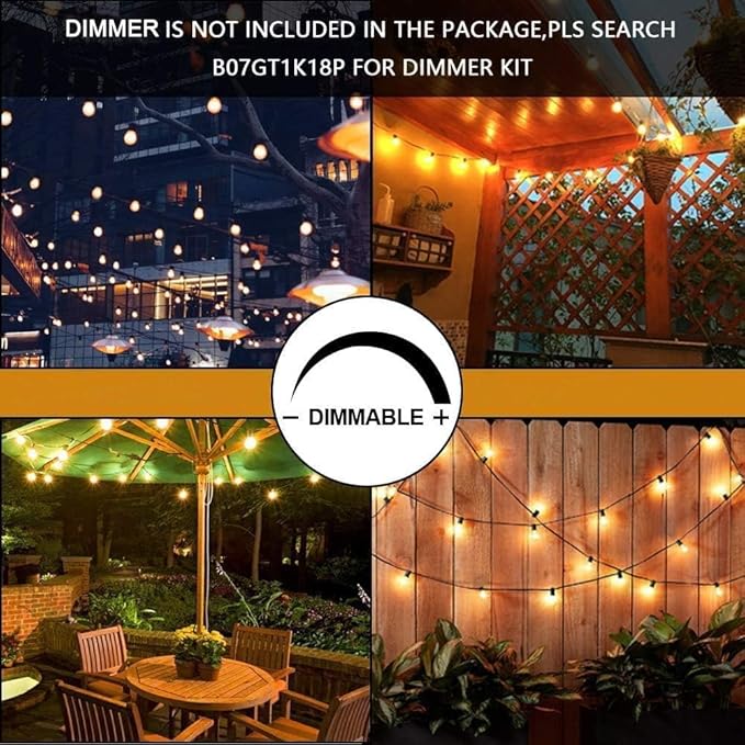 Svater Outdoor String Lights 150FT, E26 Socket, 48pcs S14 Shatterpoof Bulbs, 1 Watt Dimmable 2700K Warm White, IP65 Waterproof Commercial Grade Patio Lights（3 Pack X 50FT）