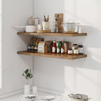 Dreamland 40" Floating Shelves for Wall, 12" Deep Slim Walnut Floating Shelves, Wall-Mounted Shelves for Bedroom, Living Room, Kitchen, Bathroom - Set of 2