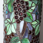 Bieye L10399 Grapes Tiffany Style Stained Glass Long Cylinder Table Lamp, Floor Lamp, 33-inch Tall