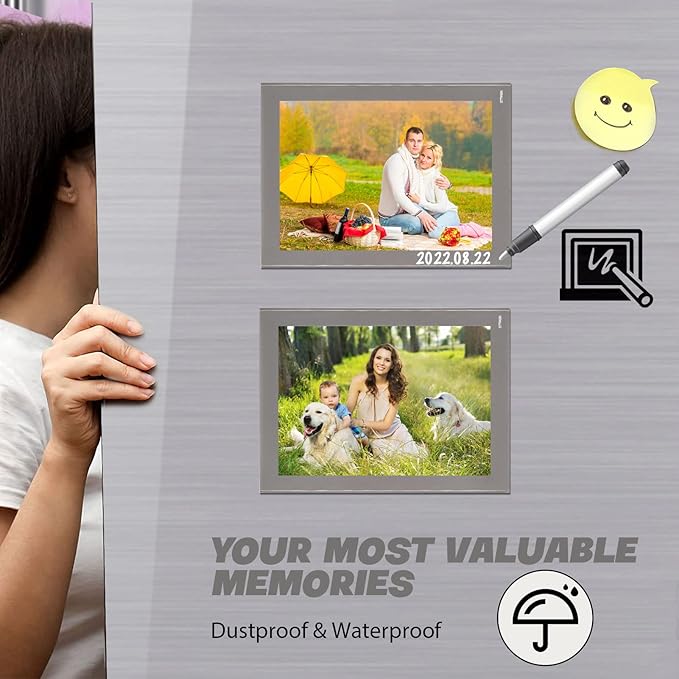 Magnetic Photo Frames with Sliver-Grey Border(4"X6",10 Pack),Magnet Picture Frame Pockets/Postcard Holder,Decorations for Fridge/Lockers/Home/Office/School/Classroom/Whiteboard/Party