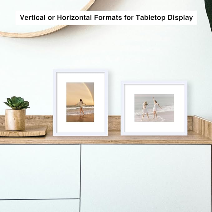 12 Packs 8x10 Picture Frames, Display 5x7 with Mat or 8x10 Without Mat, Gallery Wall Frame Set, 8 by 10 Frames Bulk Set of 12 Collage Wall Decor Photo Frames Set for Wall and Tabletop, White