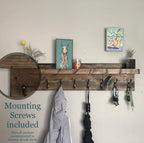 Coat Rack with Shelf Wall Mounted with Storage (Choose Your Length) Towel Rack Entryway Organizer Key Hooks (36" L (9 Hooks))