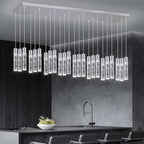 24-Lights Modern Crystal Chandeliers LED Pendant Light for Kitchen Island Dining Room Entrance Foyer Living Room Silver