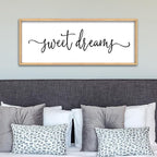 Sweet Dreams Above Bed Wall Decor Sign 40"x15" for Master Bedroom Over Bed Guest Room Wood Framed Wall Art (Wood)