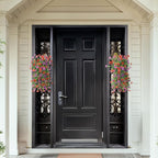 Artificial Fake Flowers Plants for Outdoor Spring Summer Decoration, 2 PCS Faux Silk Daisy Flower UV Resistant Look Real for Outside Patio Porch Garden Balcony Home Summer Decor(Red Purple)