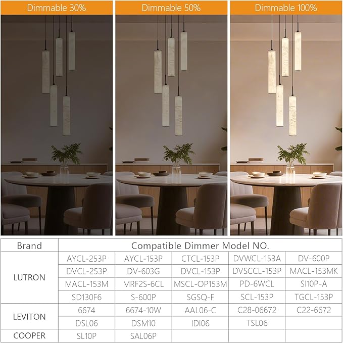 LMQNINE Natural Alabaster Pendant Lights for Kitchen Island White Marble Long Tube Chandelier Modern Black Ceiling Light Fixtures for Bedroom Dining Room Table Living Room Hallway(M-5Light)