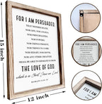 Christian Wooden Wall Sign, Decorative Signs for Home Decor, Religious Artwork, Bible Verse Decoration, Framed Wall Plaque Sign 15 * 11.5 inches, For I am Persuade