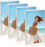 4 Pack 4×6 Magnetic Acrylic Picture Frames - 10+10mm thick Vertical Free Standing Tabletop Display Aesthetic for Bedroom or Office Memory & Gift Perfection