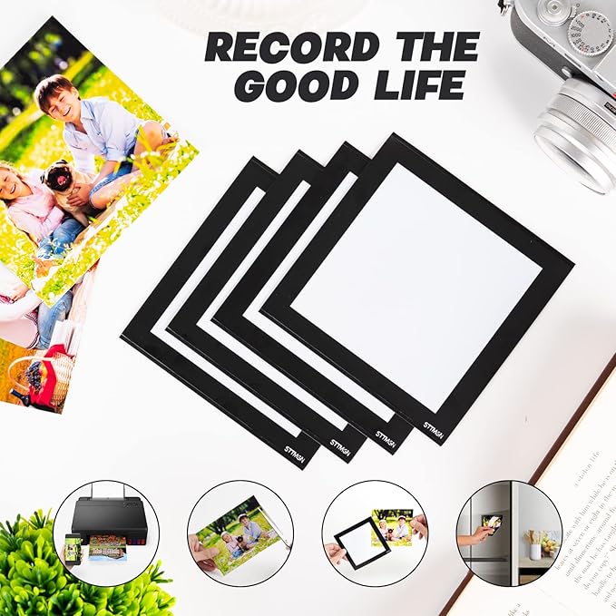 4X4" Magnetic Picture Frame with Black Border(10 Pack),Square Magnet Photo Pockets,Decorations for Fridge/Lockers with Clear Plastic Cover (Classic)