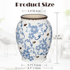 Hollyone Blue and White Porcelain Vase Large Chinoiserie Floral Vintage Tall Blue Ceramic Vases for Home Mantle Shelf Living Room Table Centerpieces Decor, 7 Inch