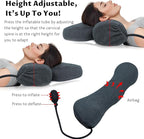 Cervical Neck Pillow Adjustable Memory Foam Pillows with Inflatable Tube, Ergonomic Contour Neck Pillow for Neck Pain Relief,Support Pillow for Side Back Stomach Sleeper