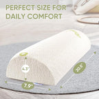 Forias Knee Pillow for Back Sleeping, Memory Foam Bolster Pillow for Legs Elevation Half Moon Pillow Leg Elevating Pillow for Relaxation, Washable Pillowcase Crafted with Rayon Derived from Bamboo