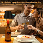 DUSKTEC Wireless Wine Bottle Lampshade, 8 RGB Modes, Light Temperature 3000-6500K, Rechargeable Touch Wine Bottle Lamp, Portable Wireless Lamp, Bar Lights, Party, Gift (Black)
