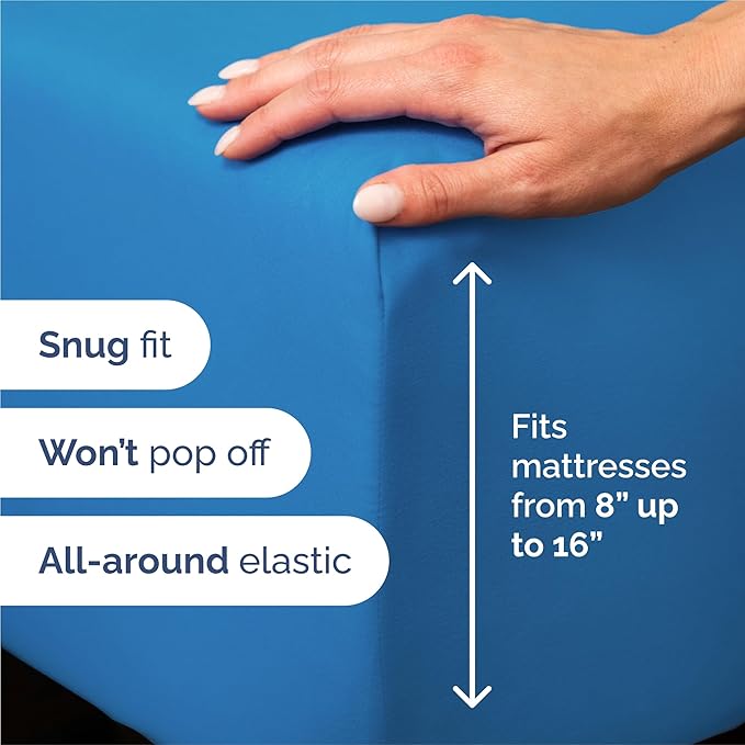 Split King Sheets Set 7 Piece - Includes 4 Pillowcases - Bed Sheets Split King - Soft Hotel Luxury Bedding - Cooling and Breathable - 1 Flat & 2 Fitted & 4 Pillowcases w/ Deep Pockets - Royal Blue