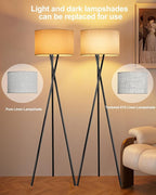 Lightdot Black Tripod Floor Lamp, Modern Floor Lamps for Living Room, Standing Lamp with Linen Shade, E26 Bulb Included, 66" Tall Floor Lamp for Bedroom, Home Office