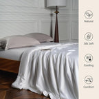 EP Mode Mulberry Silk Filled Quilt with 100% Viscose from Bamboo Fabric, Natural Lightweighted Cooling Comforter (White, Queen 88” X 88”)