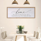 Home The Story of Who We Are Sign Farmhouse Family Wall Decor 32x12 Inch Plaque Wood Framed Art for Hanging (Wood)