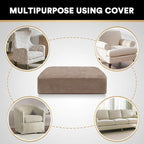 PrinceDeco Velvet Stretch Couch Cushion Cover Soft Cushion Slipcover for Chair Cushion Furniture Protector Seat Cushion Sofa Cover (Width Up to 29.5", Taupe)