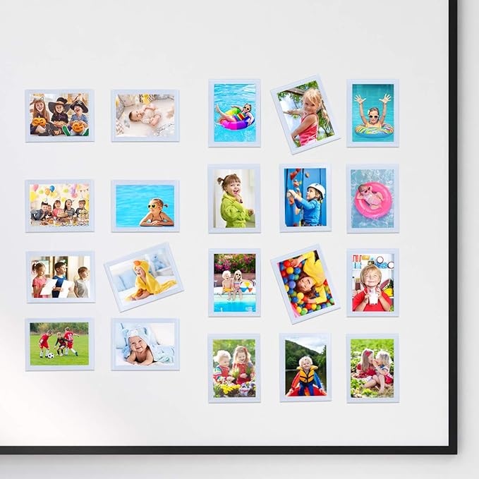 HIIMIEI 20 Pack Wallet Size Magnet Photo Frame Refrigerator 2.5x3.5, 2x3 Magnetic Picture Frame Fridge wih Removable Protected Film