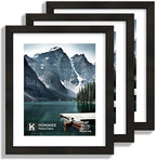 9x11 Picture Frame with Real Glass - Display Pictures 7x9 with Mat or 9x11 without Mat, Photo Frame for Wall or Table Top Display(Black, 3 Pack)
