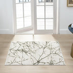 LUXE WEAVERS Modern Abstract Nature Cream Green 2x3 Entryway Rug, Non-Shedding Hallway Carpet