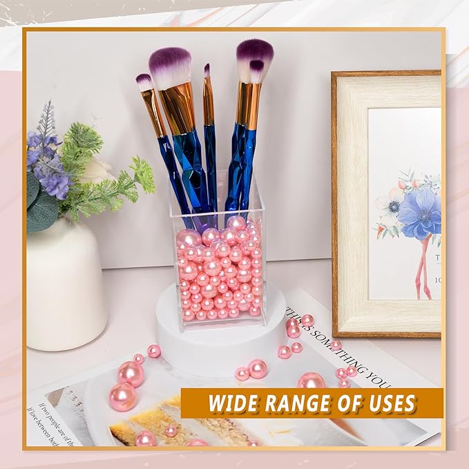 300Pcs Vase Filler Lightpink No Hole Faux Pearl Beads for Vase Filling Decorations, Candle Centerpieces, Wedding Centerpieces, Home Party Decor (8/14/20mm)