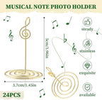 24 Pcs Gold Musical Note Photo Holders Table Number Photo Clips Holder Music Note Decoration Name Place Card Stand for Centerpieces Wedding Reception, Party, Birthday