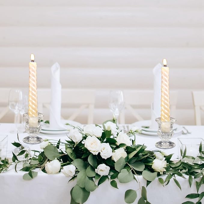 Foaincore 66 Pcs Candlestick Holders Bulk 2.5 Inch Taper Candle Holder for Table Centerpiece Thick Glass Ritual Candle Stand for Wedding Christmas Valentines Festival Party Decorations (Clear)