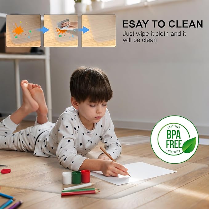 Office Chair Mat for Hardwood Floor,20"X24" Smooth Glide Slip Resistant Desk Chair Mat Hard Wood Floor Protector,Stay in Place Plastic Computer Chair Mats for Rolling Office Chairs Not for Carpet