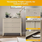 Large Beige 3 Drawer Dresser, Painted 30 Inch Tall Wood Nightstand with Storage, Wide Modern Chest of Drawers with Ball Bearing Slide for Bedroom Hallway Living Room Entryway Office