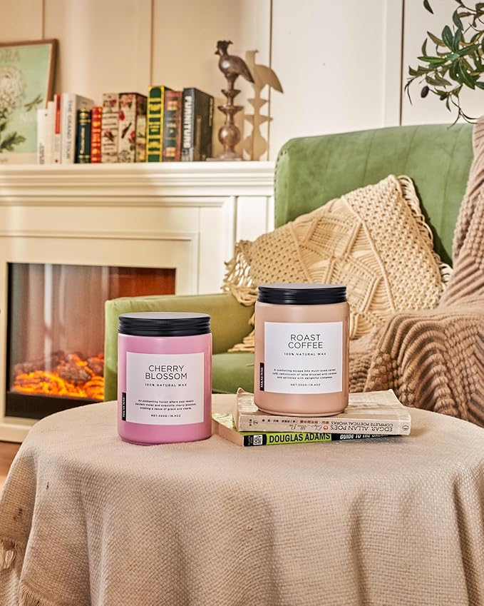 M&SENSE Coffee Candles Scented Strong, 2 Wick Jar Candle 19.4oz, 110 Hours Burning Time, Organic Natural Soy Wax Candle for Bedroom Kitchen Home Decor, Housewarming Gift for Men and Women
