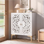 Accent Cabinet with Doors,Storage Cabinet with Gold Legs and Adjustable Shelf, Sideboard Buffet for Living Room,Entryway,Dining Room,Bedroom,White