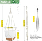 10 inch Self Watering Hanging Planters, 2 Pack Hanging Baskets for Indoor Outdoor Plants, Hanging Flower Pots with Drainage Holes & 2 Kinds of Plant Hangers for Garden Home Décor, White Brown