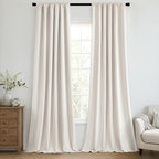 MIULEE 100% Blackout Curtains 84 Inch Long 2 Panels for Bedroom, Thick Luxury Faux Linen Black Out Curtain Room Darkening Back Tab Pleat Window Textured Drapes with Hooks for Living Room, Ivory
