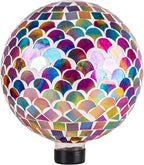 VCUTEKA Gazing Ball, Glass Mosaic Gazing Balls Sphere for Garden Lawn Outdoor Ornament Yard Decorative, 10-Inch