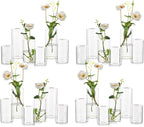 Small Glass Bud Vases for Centerpieces – Hewory 24pcs Clear Blown Single Flower Vases Bulk, Modern Mini Cylinder Vase Set for Wedding Anniversary Birthday Party Events Home Living Room Table Decor