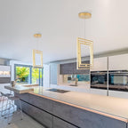 Modern LED Chandelier Led Pendant Light Square Contemporary Chandelier Hanging Light Dimmable for Living Room, Dining Room, Bedroom, Kitchen, Stydy Room 90W 3000K/4000K/6000K Optional,Gold